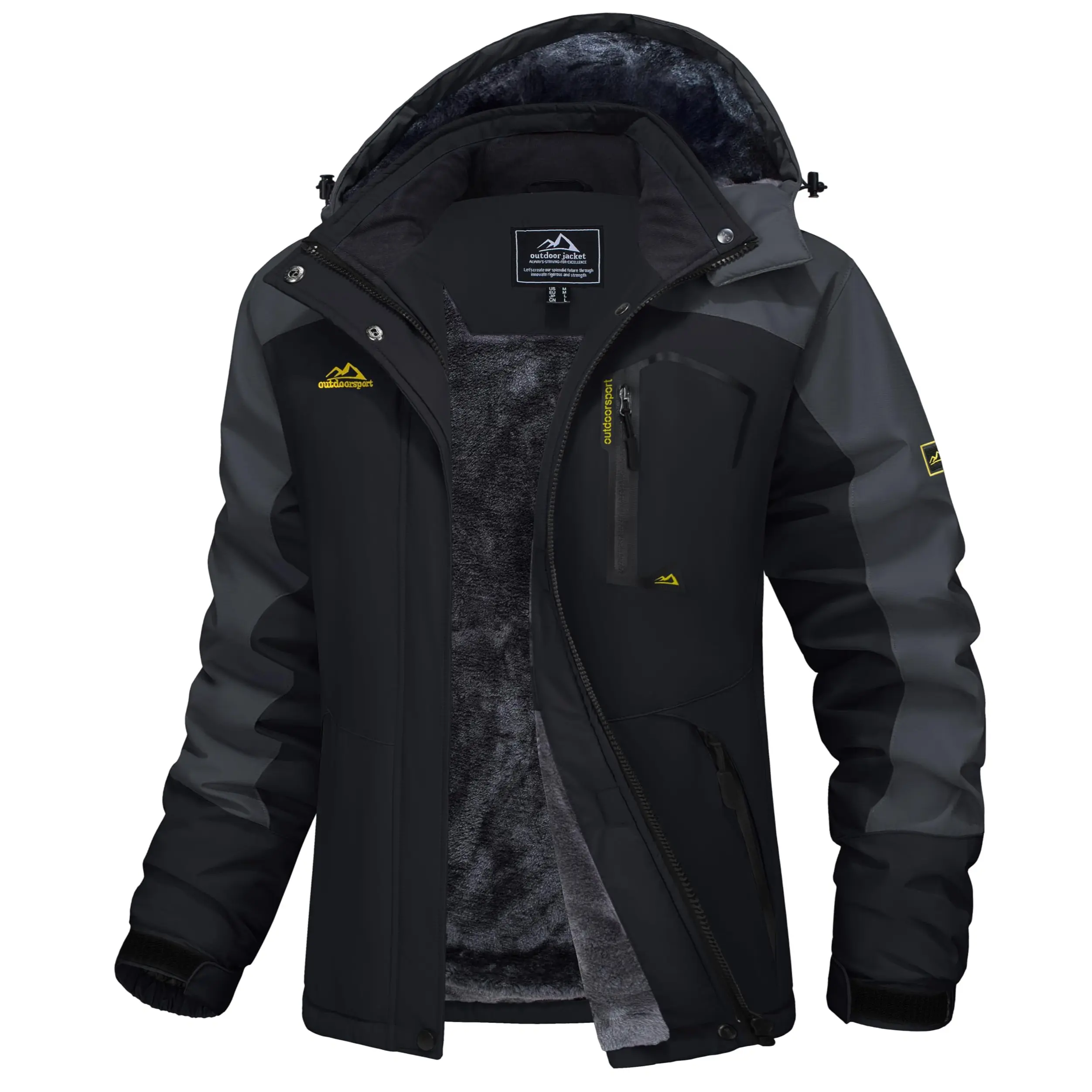 Women's Waterproof Ski Jacket Hooded Fleece-Lined Winter Coat