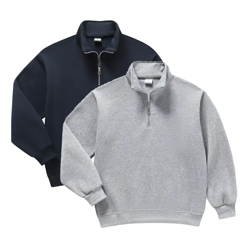 Men's Half-Zip Stand Collar Sweatshirt Polyester Loose-Fit