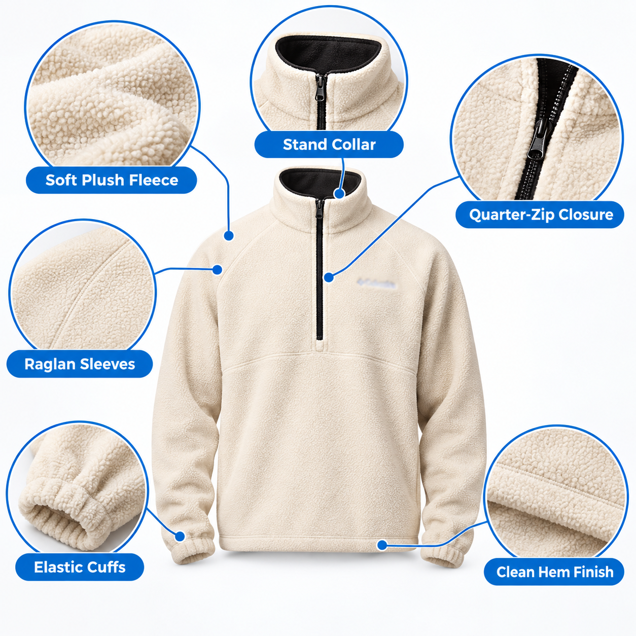 Men's Water-Repellent Fleece Quarter Zip – Soft Thermal Mid-Layer for Outdoor & Everyday Wear