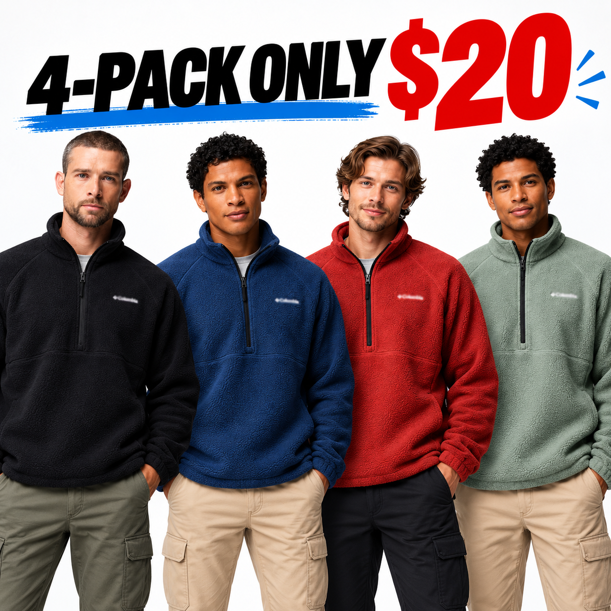 Men's Water-Repellent Fleece Quarter Zip – Soft Thermal Mid-Layer for Outdoor & Everyday Wear