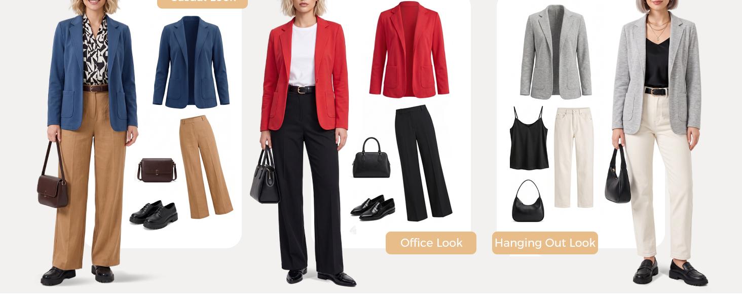 Fisoew Fashion Women's Stand-Collar Sweat-Style Blazer &ndash; A slim-fit, long-sleeve casual blazer with patch pockets, suitable for work, daily wear, and travel.