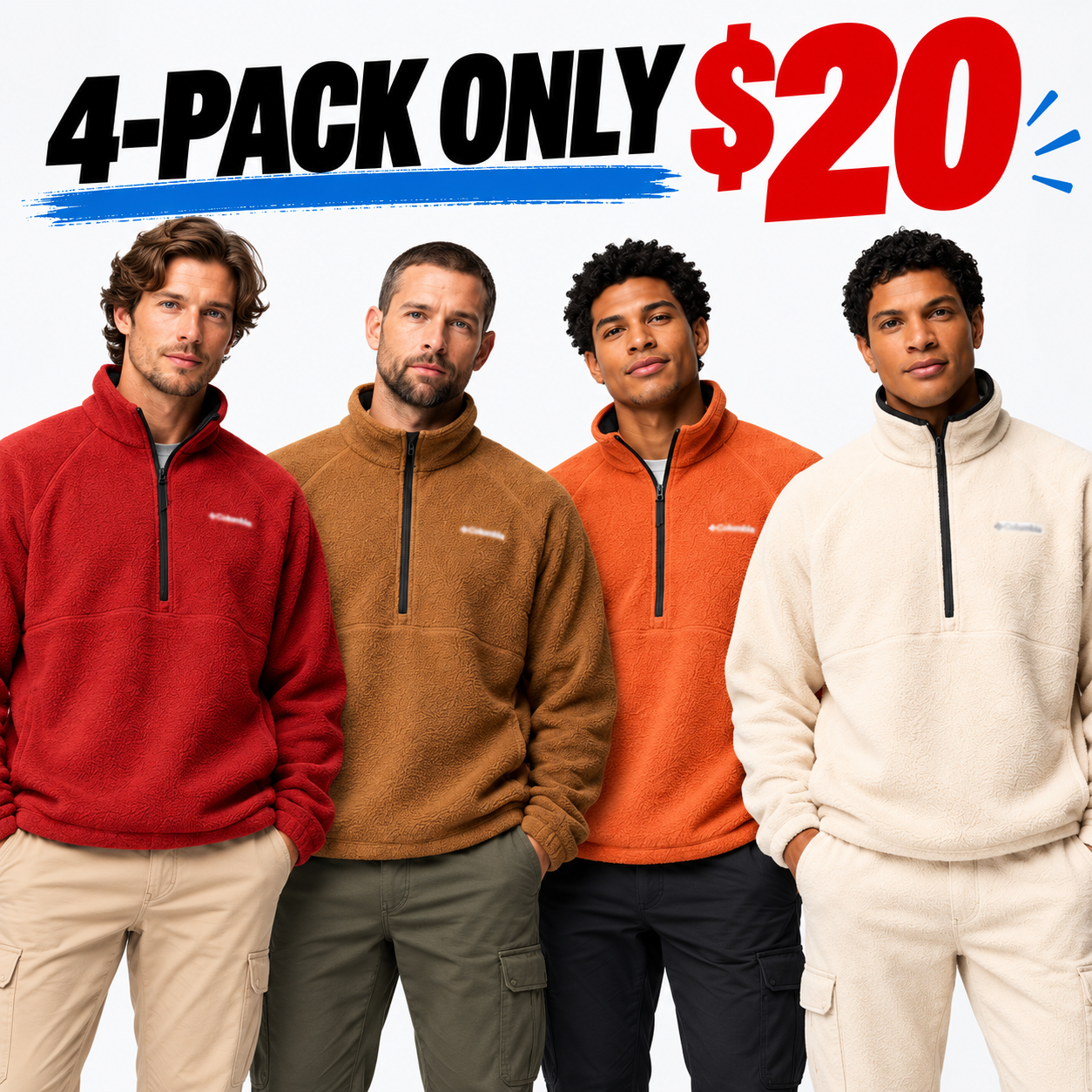 Men's Water-Repellent Fleece Quarter Zip – Soft Thermal Mid-Layer for Outdoor & Everyday Wear