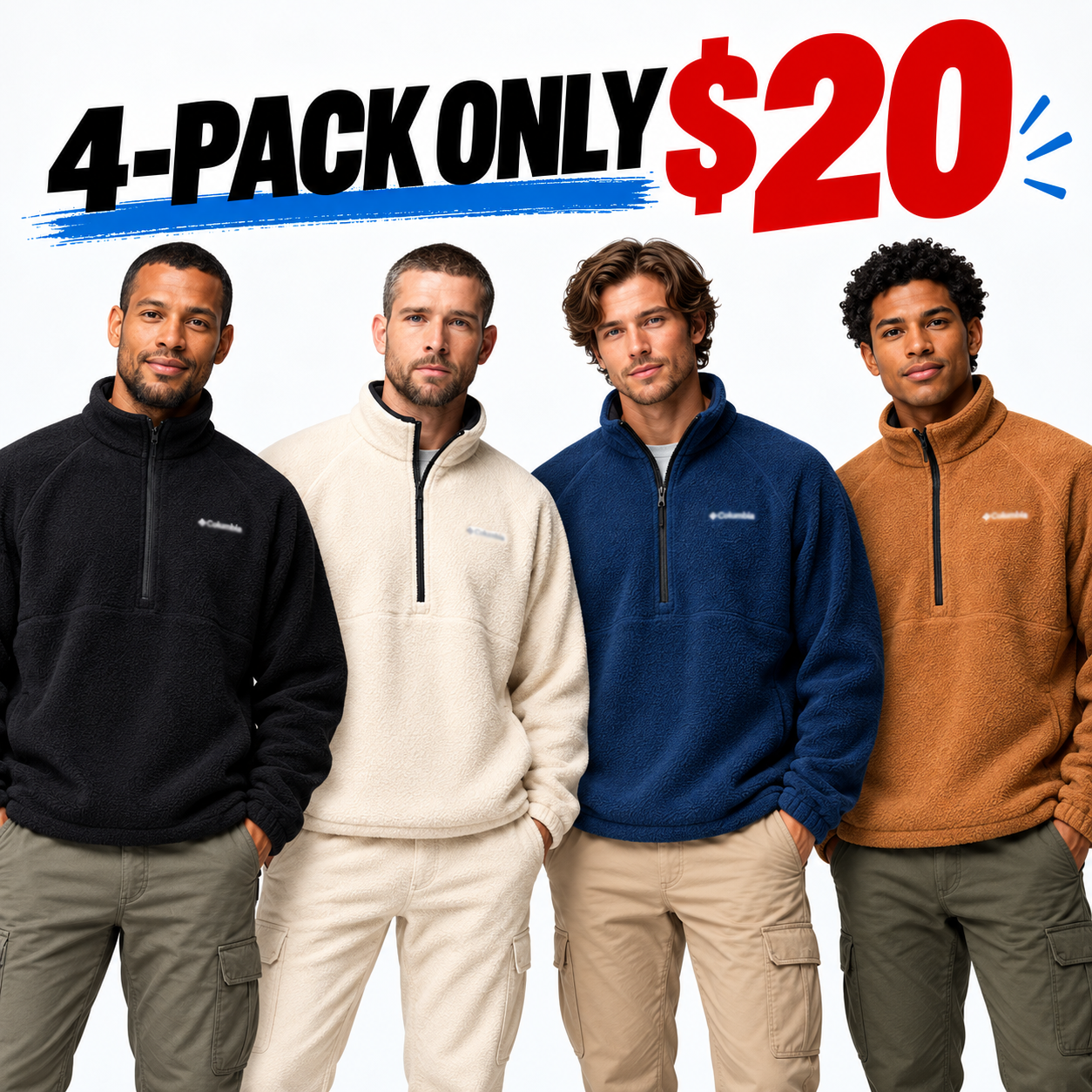 Men's Water-Repellent Fleece Quarter Zip – Soft Thermal Mid-Layer for Outdoor & Everyday Wear
