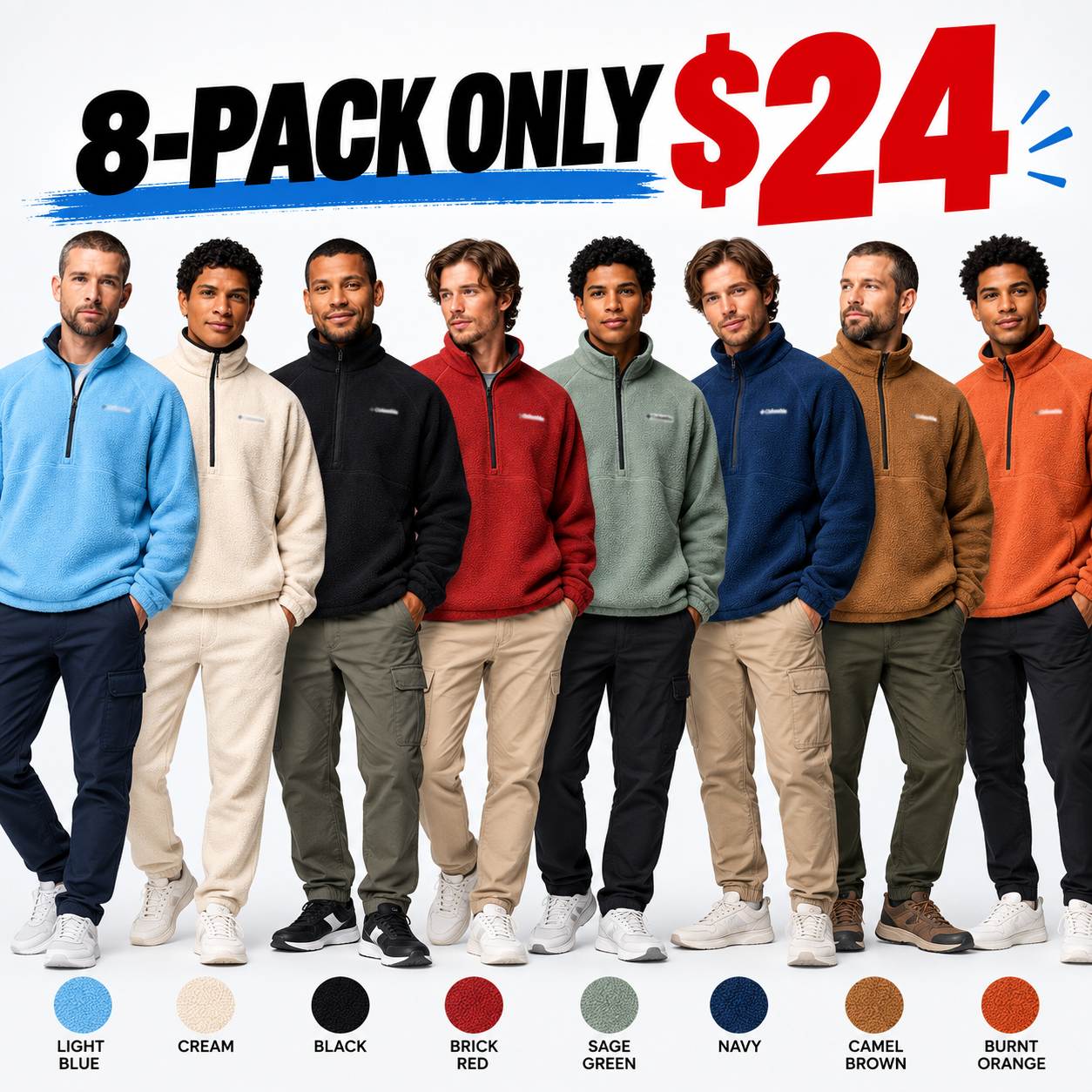 Men's Water-Repellent Fleece Quarter Zip – Soft Thermal Mid-Layer for Outdoor & Everyday Wear