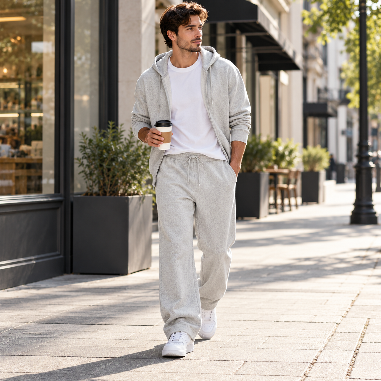 Men's Heavyweight Fleece Sweatpants – Loose Fit Cotton Blend Joggers with Drawstring Waist & Side Pockets