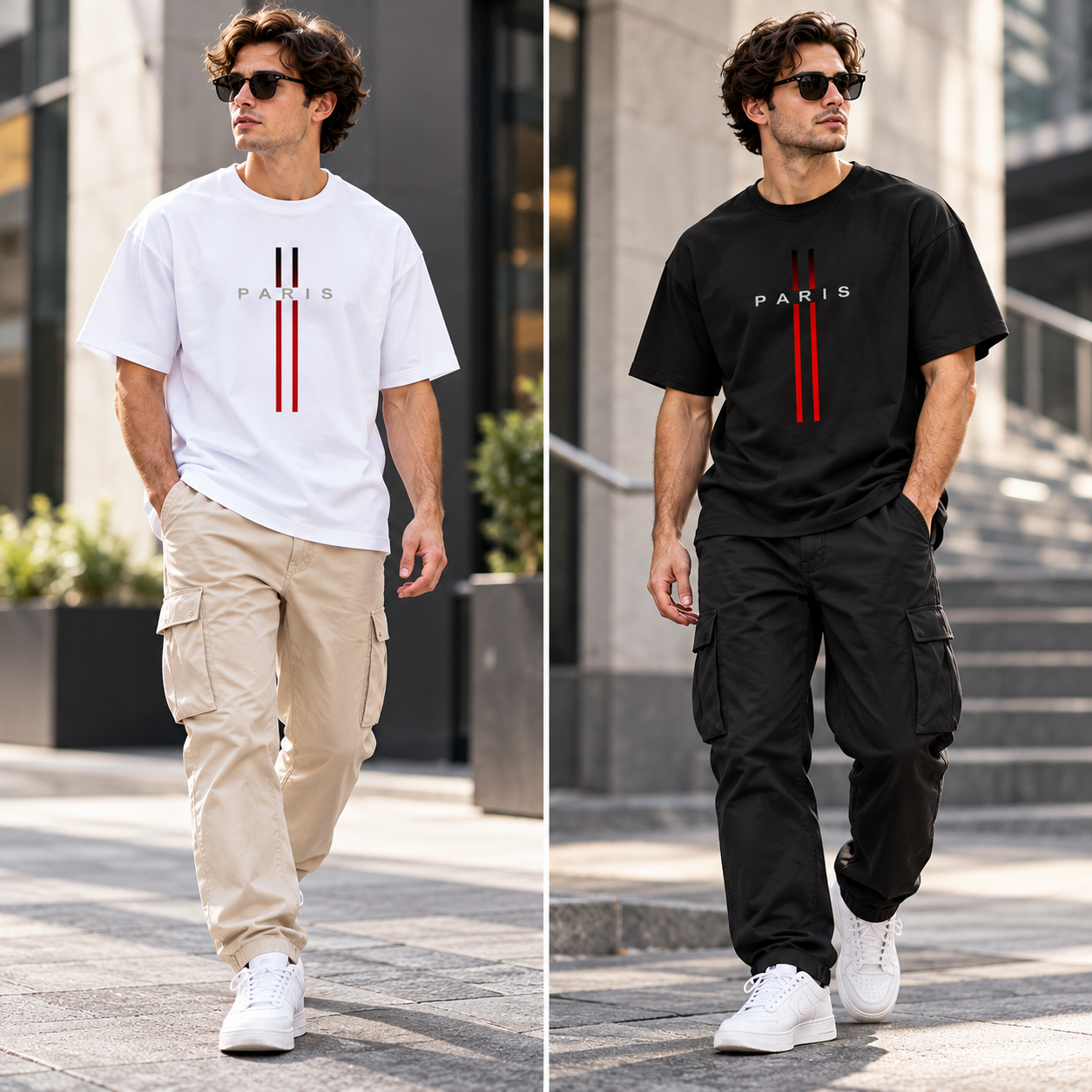 Men's Paris Graphic Print Crew Neck T-Shirt – Soft 100% Cotton Relaxed Fit Casual Tee