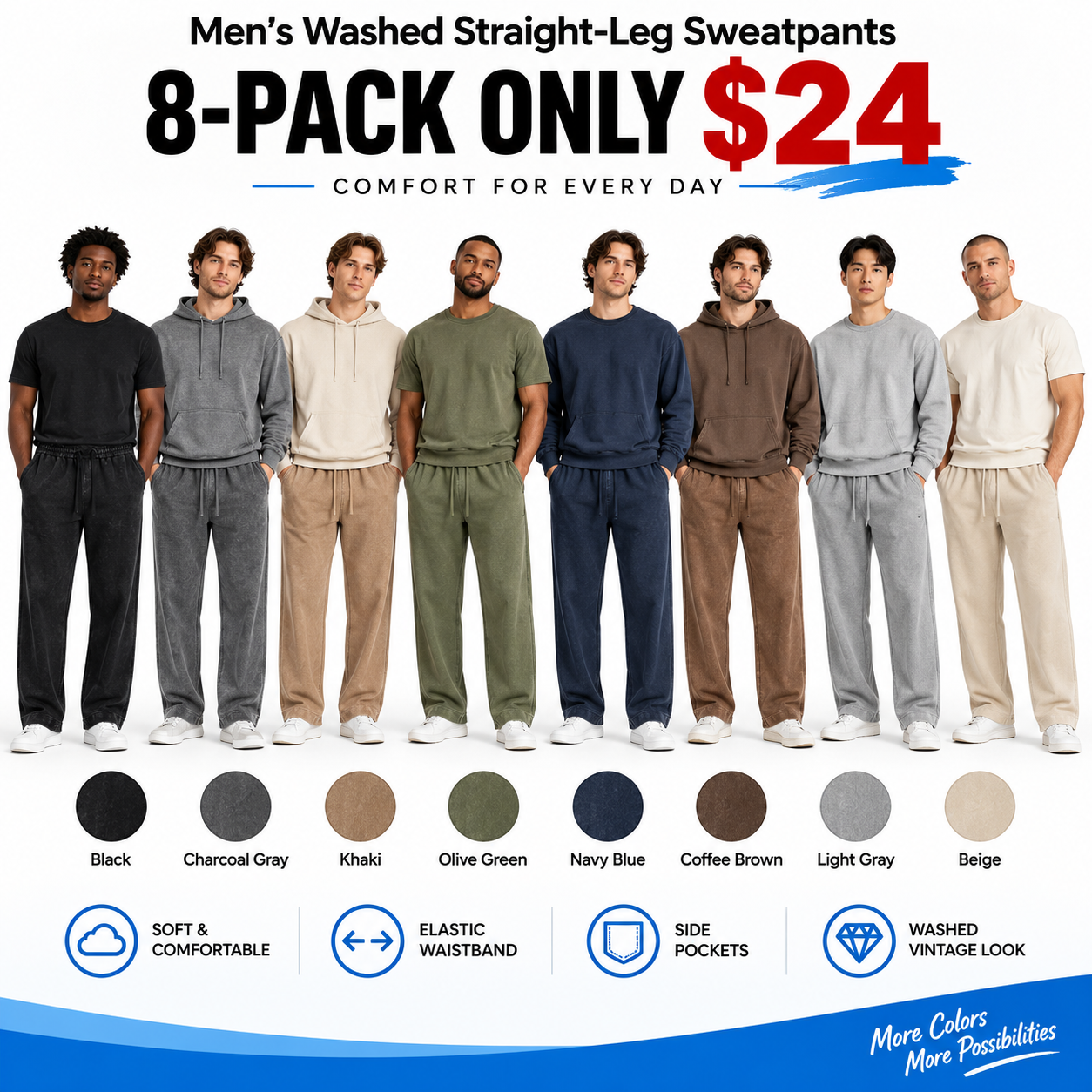 Men’s Acid-Wash Baggy Sweatpants