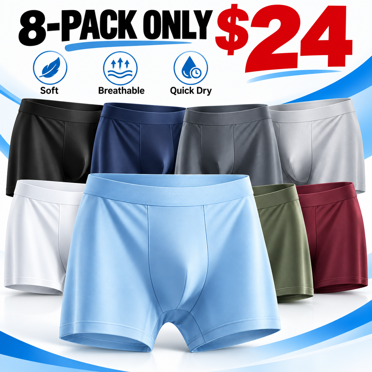 Men's Ice Silk 4-Pack Boxer Shorts – Breathable Cooling Underwear Set