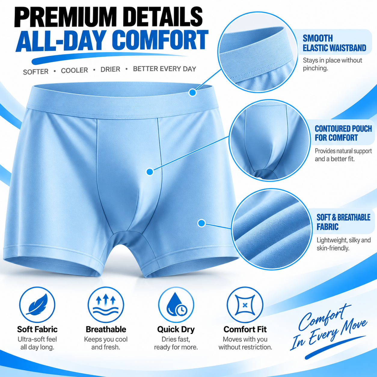 Men's Ice Silk 4-Pack Boxer Shorts – Breathable Cooling Underwear Set