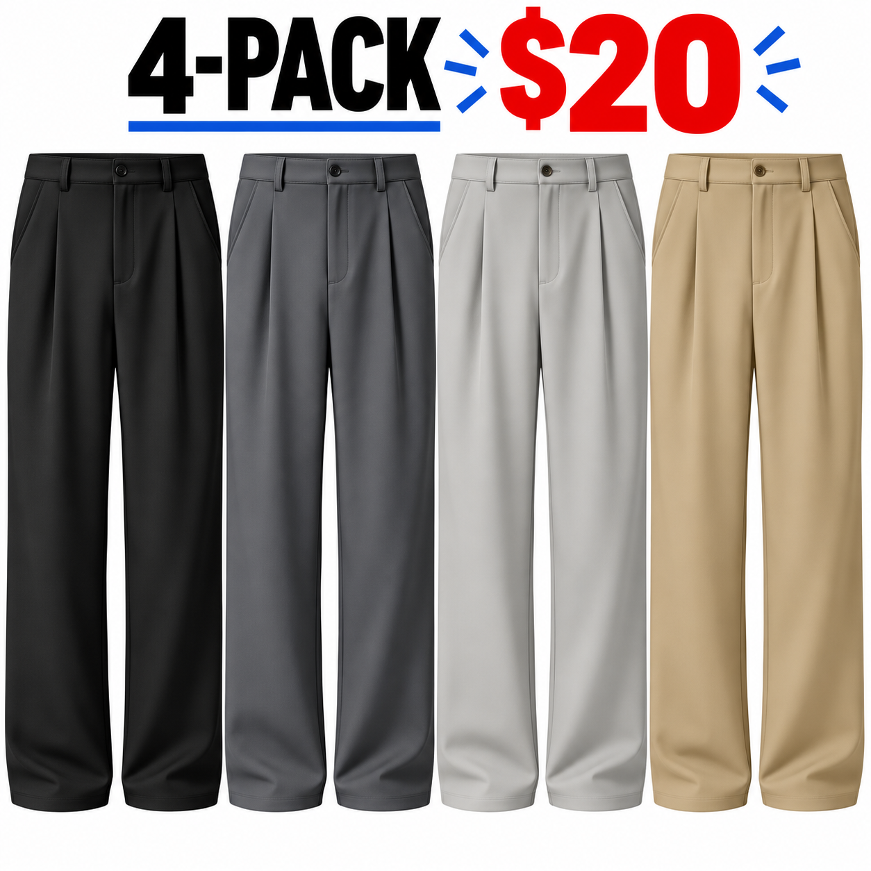 Men's Pleated Wide-Leg Dress Pants – Old Money Baggy Fit Trousers