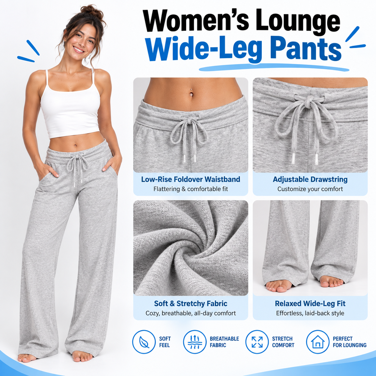 Women’s Low-Rise Drawstring Flared Sweatpants