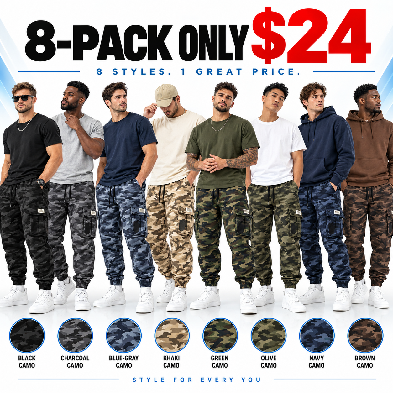 Men's Tactical Camo Pants - Lightweight Quick-Dry Multi-Pocket Hiking & Work Trousers