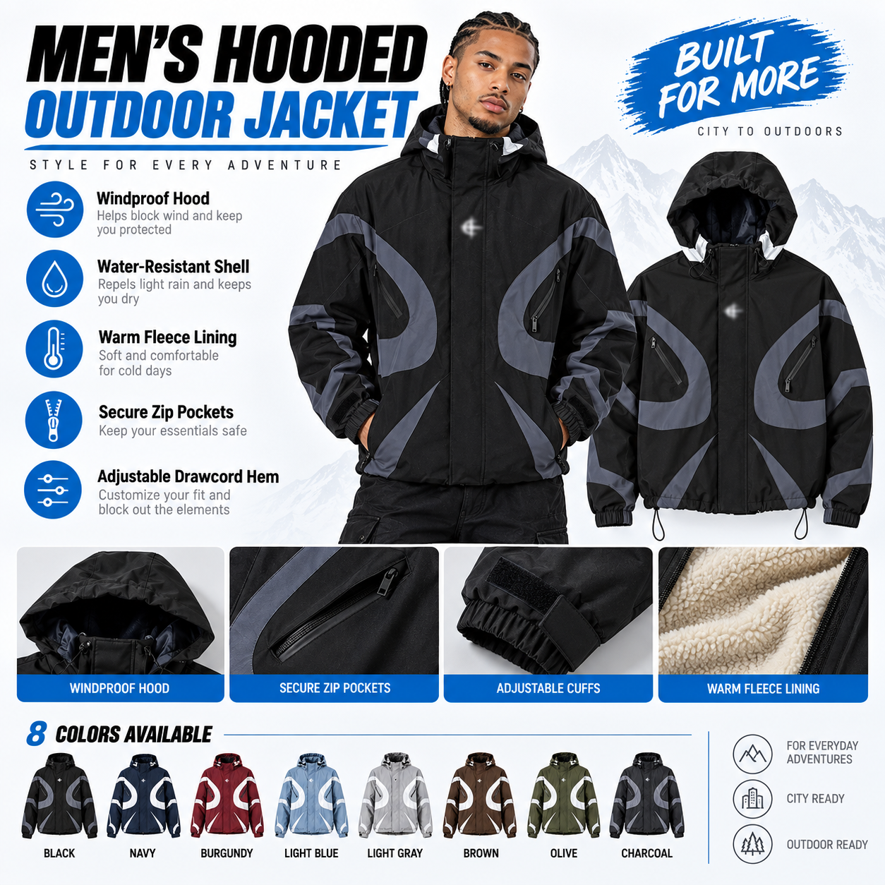 Men's Stylish Futuristic Techwear Windbreaker Coat