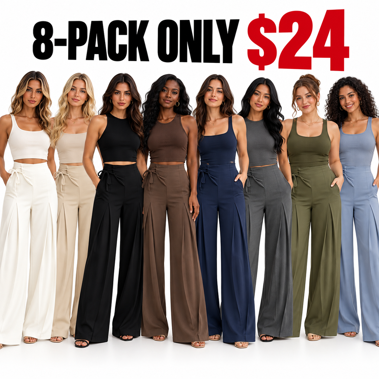 Women's Elegant Chic High-Waist Wide-Leg Pants