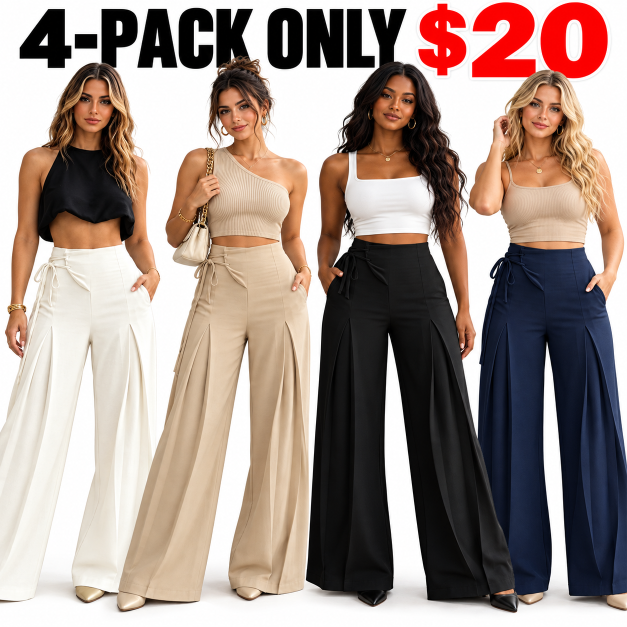 Women's Elegant Chic High-Waist Wide-Leg Pants