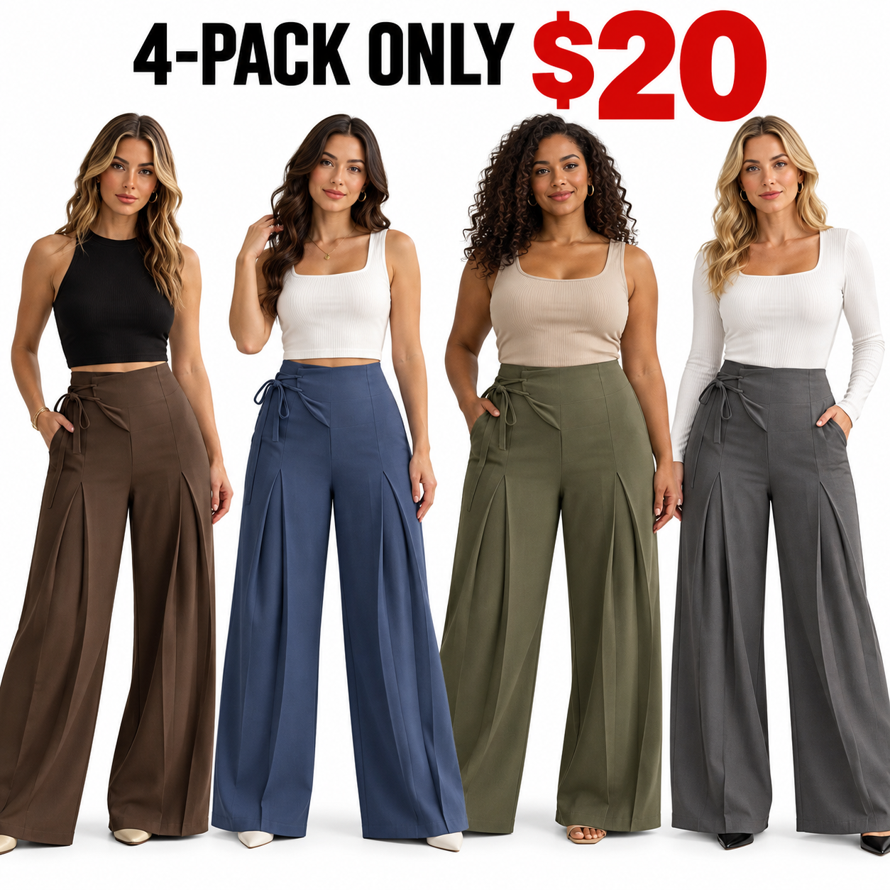Women's Elegant Chic High-Waist Wide-Leg Pants