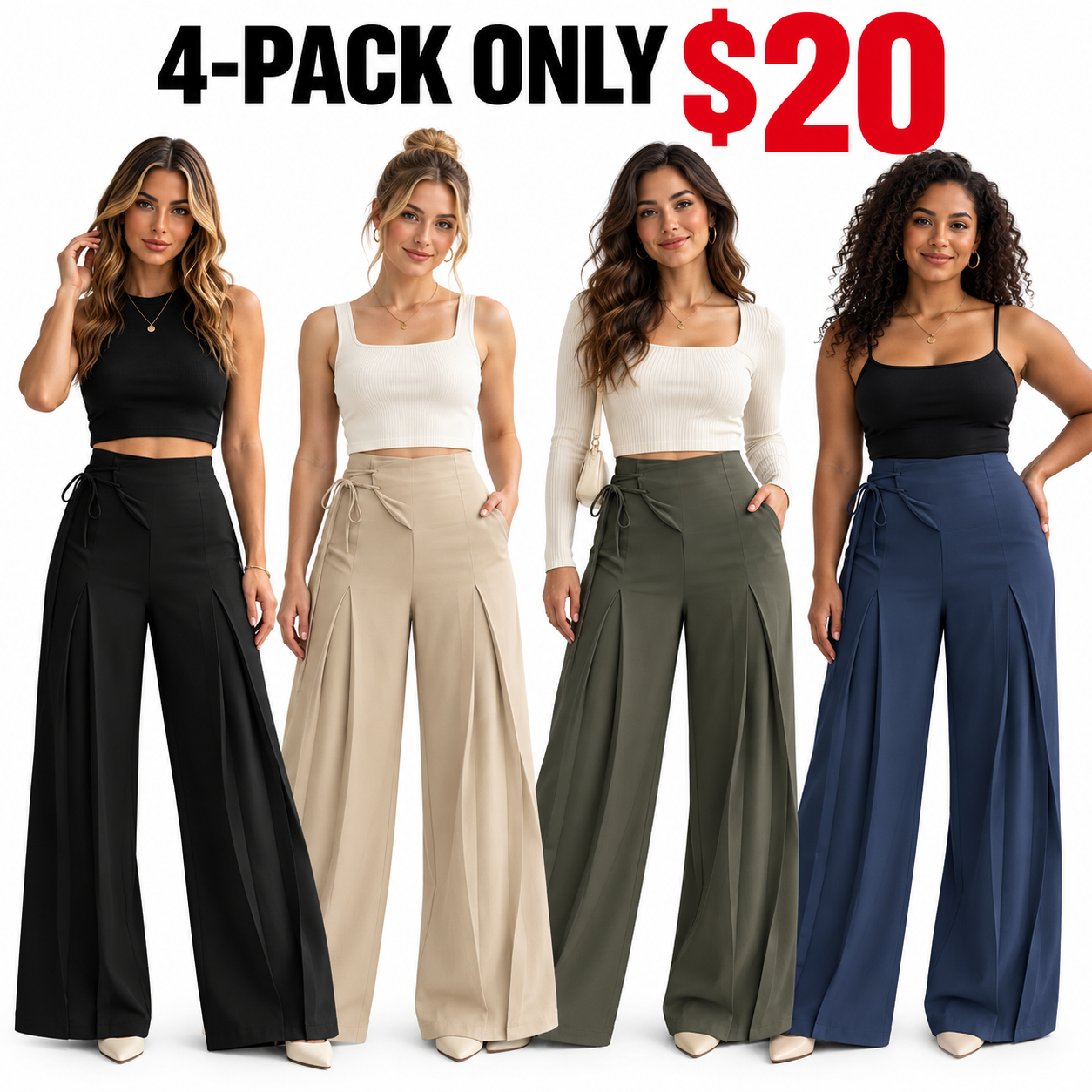 Women's Elegant Chic High-Waist Wide-Leg Pants