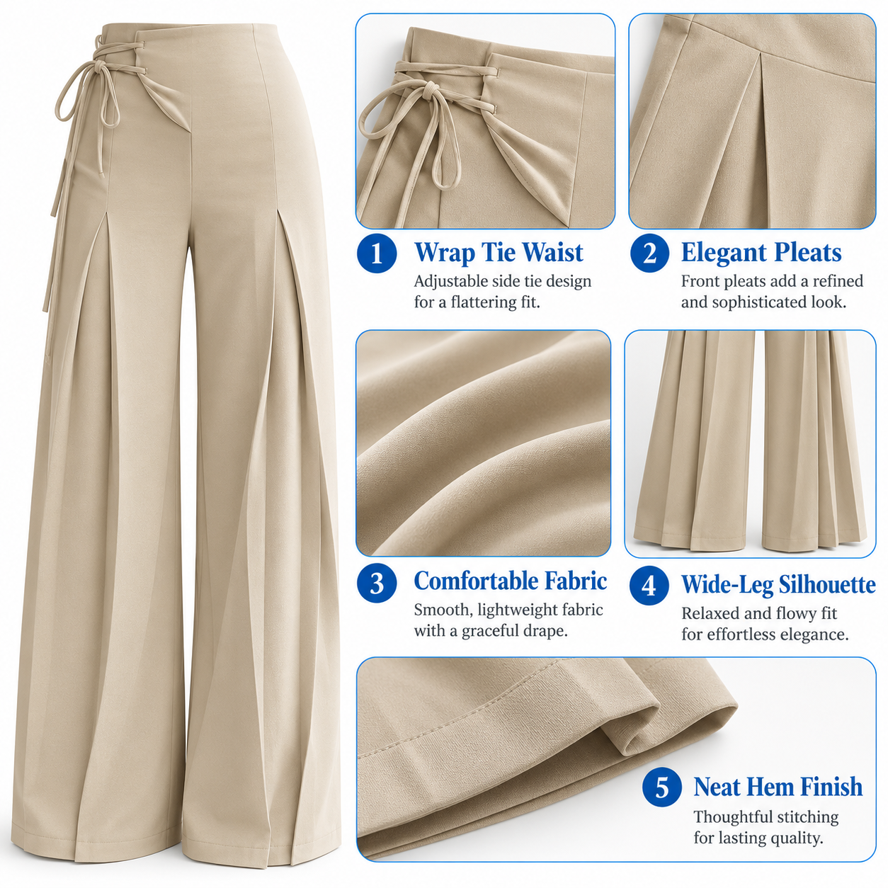 Women's Elegant Chic High-Waist Wide-Leg Pants
