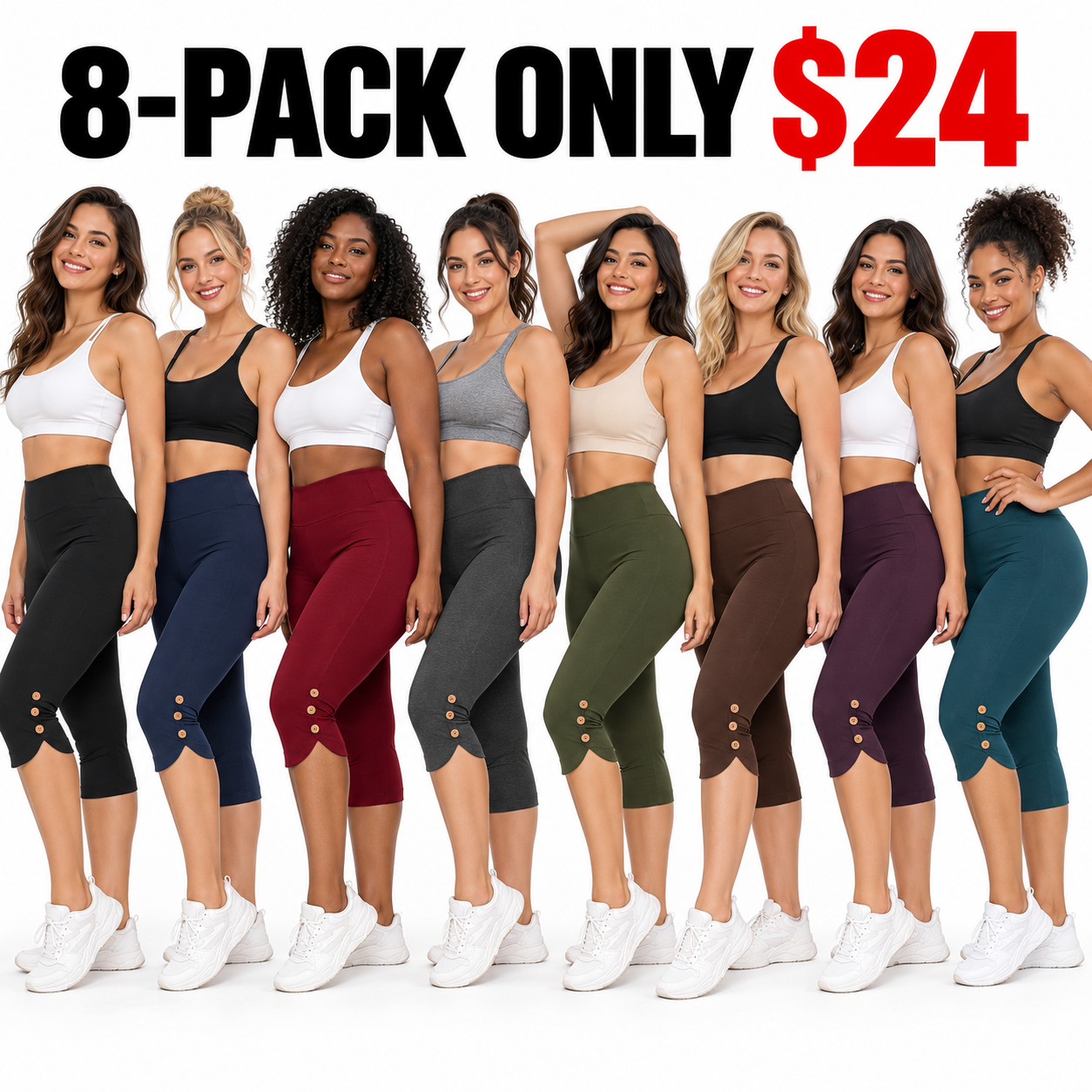 Women's High-Waisted Yoga Capri Leggings – Butt Lifting, 4-Way Stretch, Non-See-Through Workout & Everyday Pants