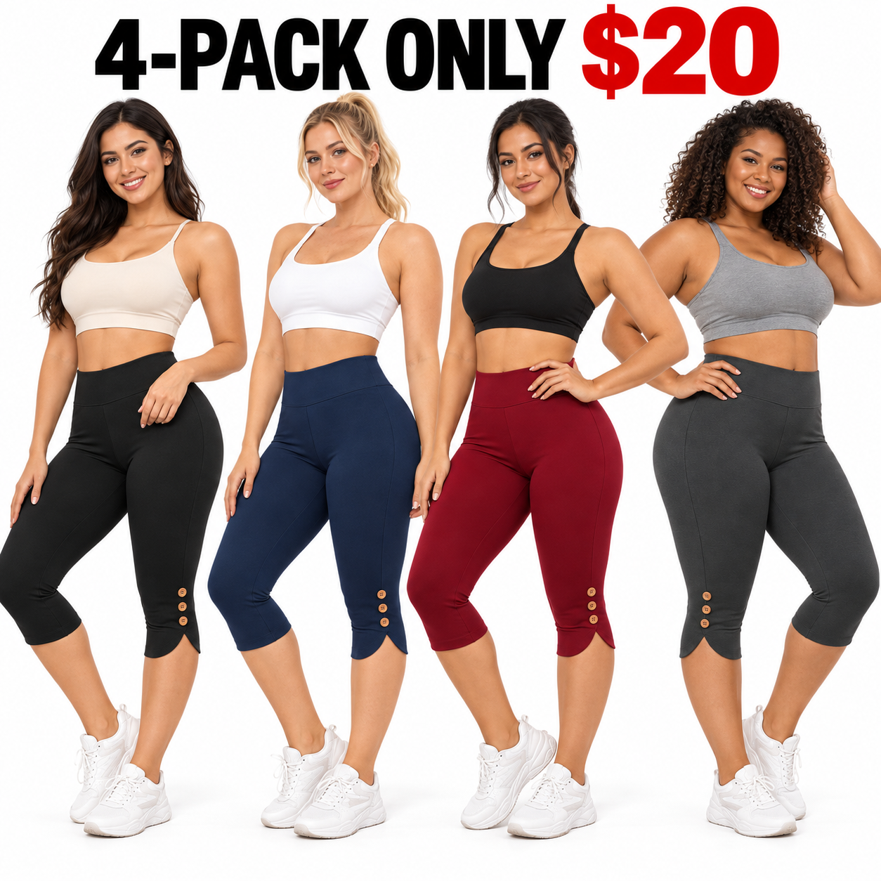 Women's High-Waisted Yoga Capri Leggings – Butt Lifting, 4-Way Stretch, Non-See-Through Workout & Everyday Pants