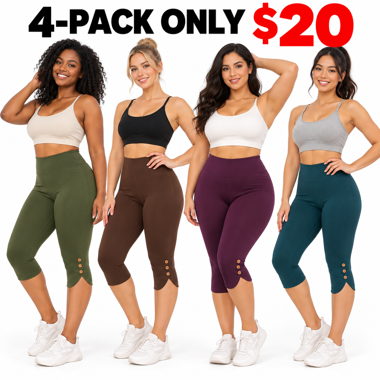 Women's High-Waisted Yoga Capri Leggings – Butt Lifting, 4-Way Stretch, Non-See-Through Workout & Everyday Pants
