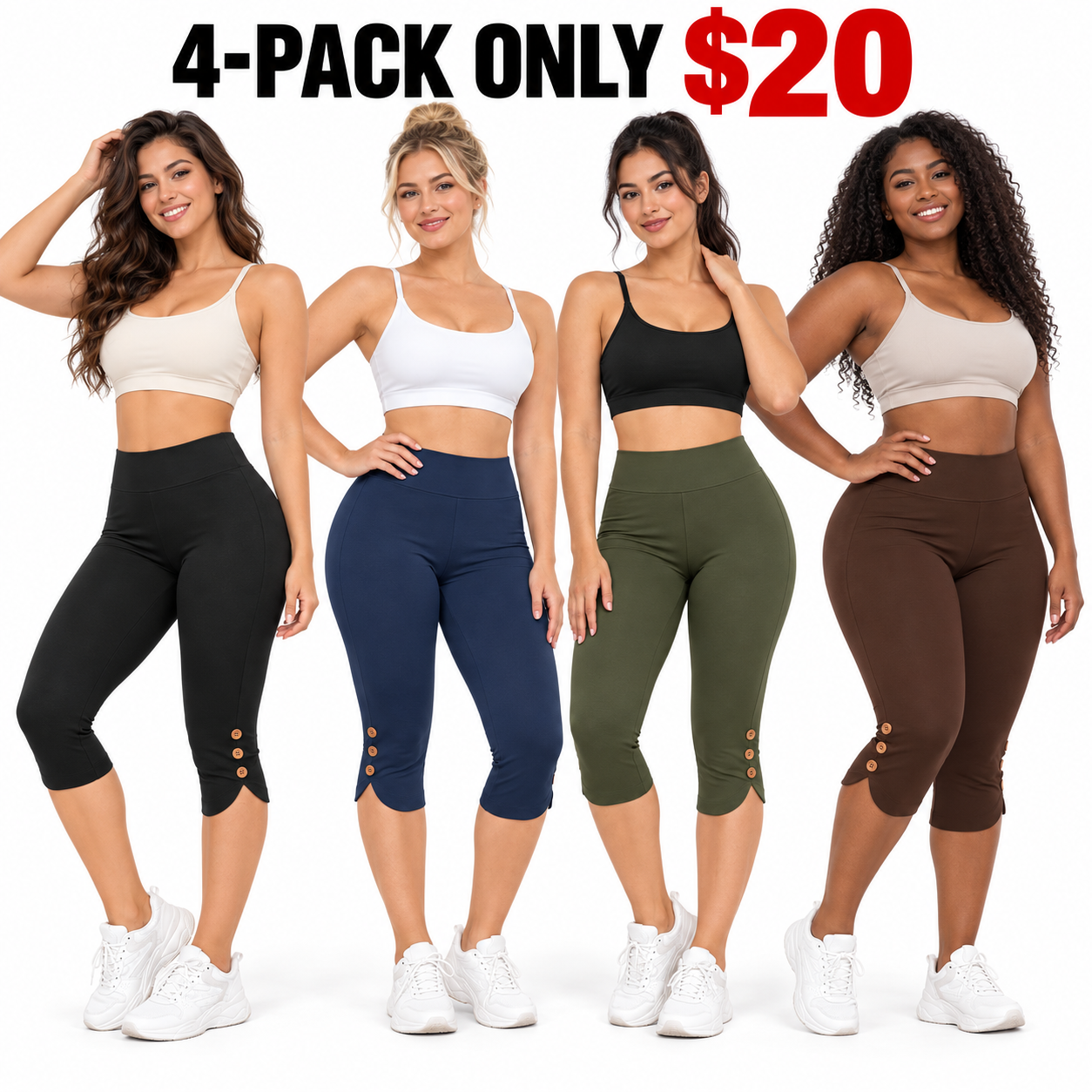 Women's High-Waisted Yoga Capri Leggings – Butt Lifting, 4-Way Stretch, Non-See-Through Workout & Everyday Pants