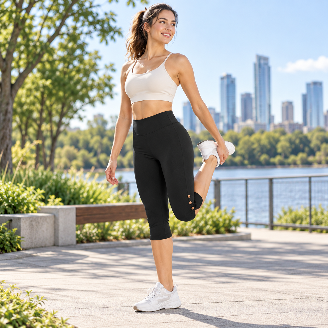 Women's High-Waisted Yoga Capri Leggings – Butt Lifting, 4-Way Stretch, Non-See-Through Workout & Everyday Pants