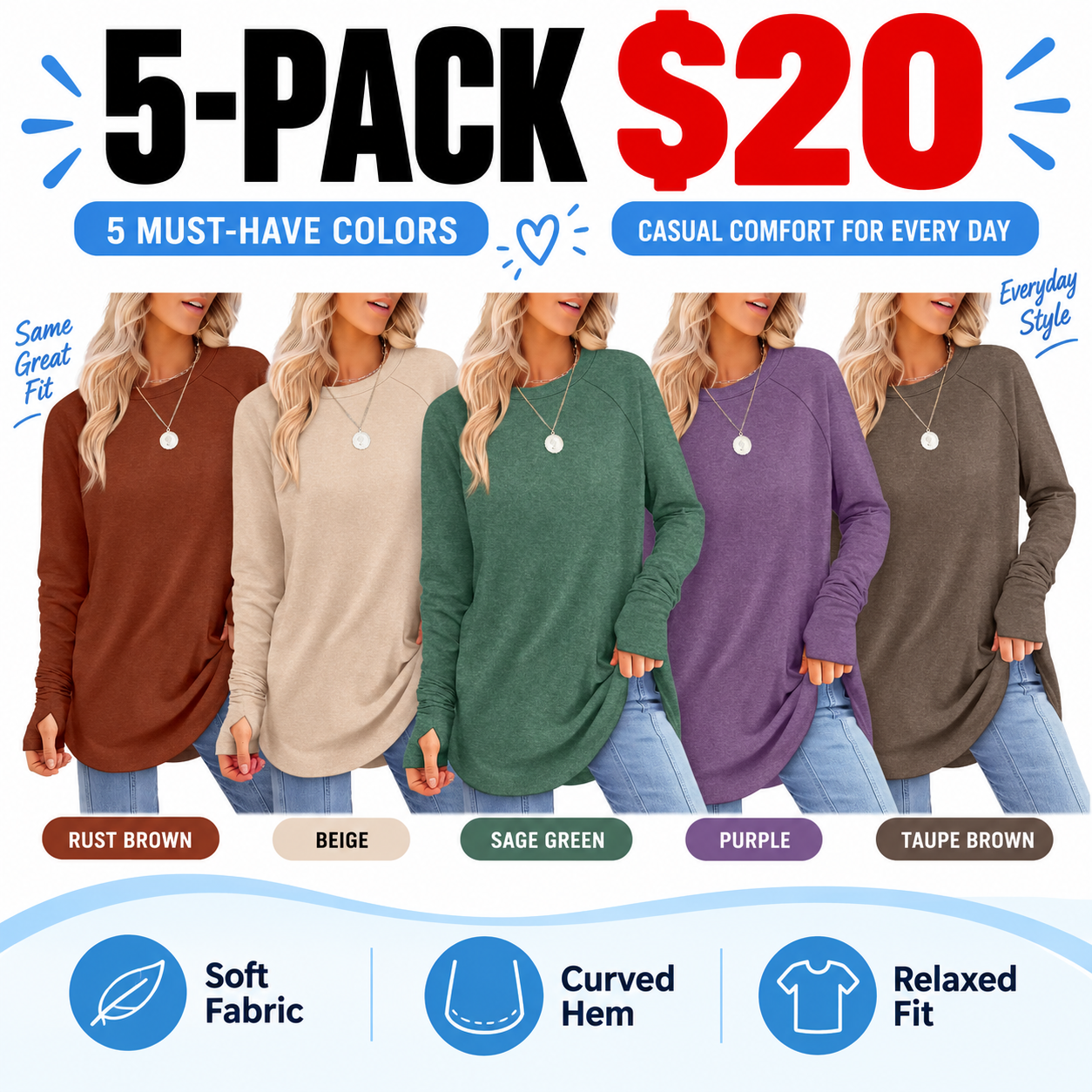 Women's Casual Tunic Tops to Wear with Leggings