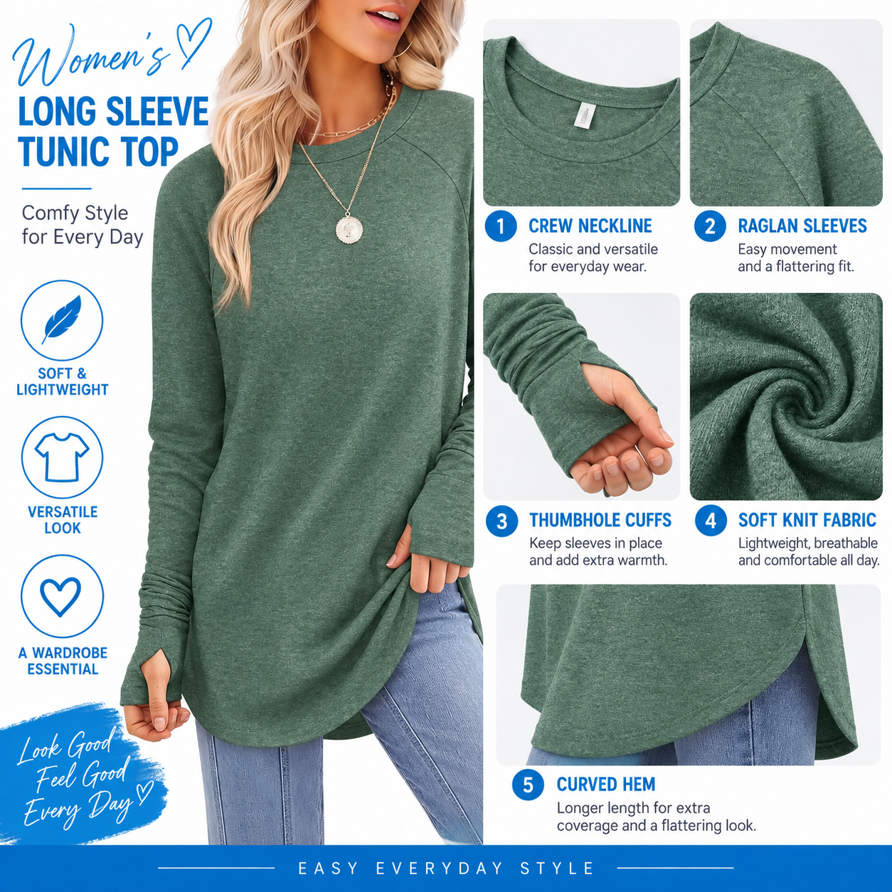 Women's Casual Tunic Tops to Wear with Leggings