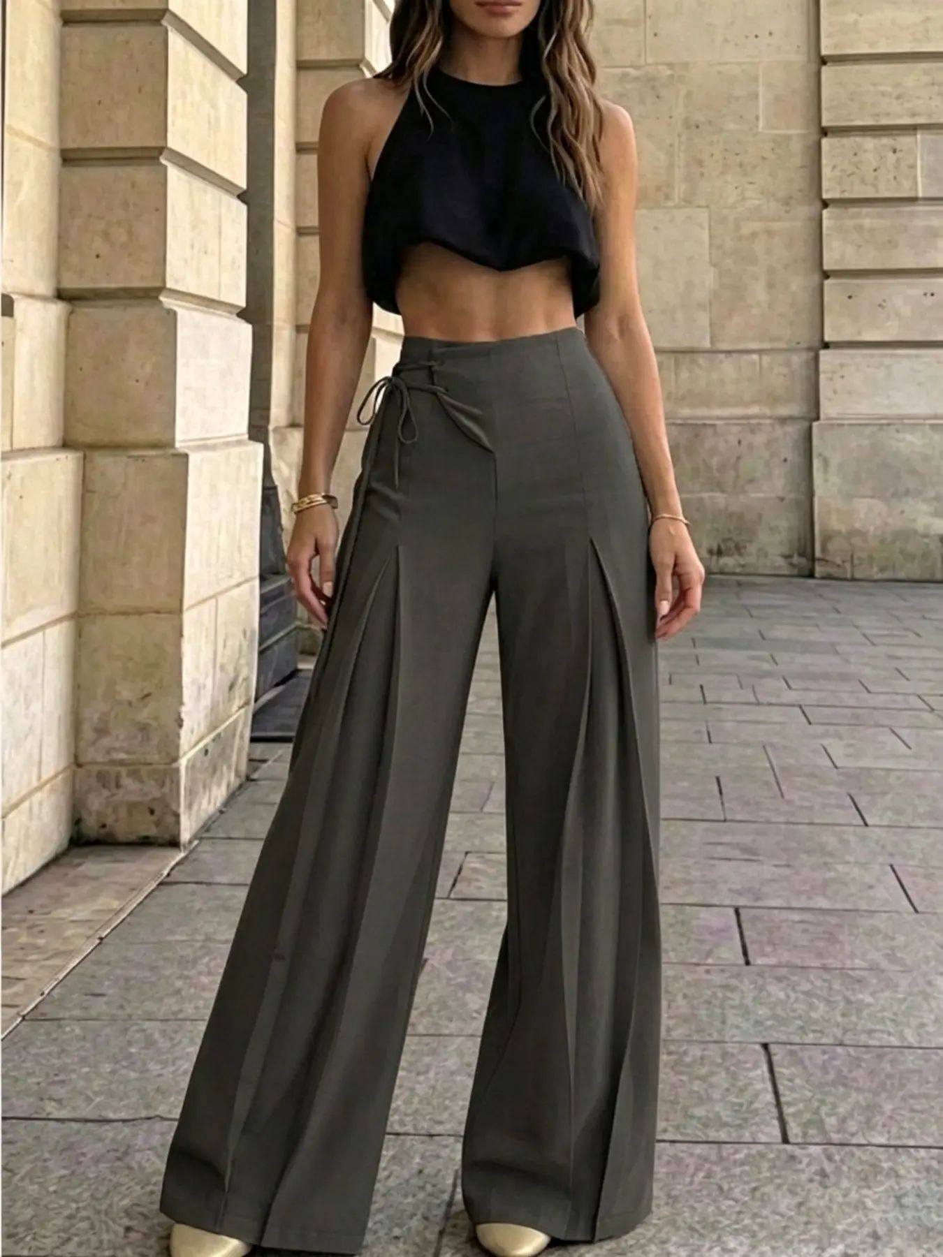 Women's Elegant Chic High-Waist Wide-Leg Pants