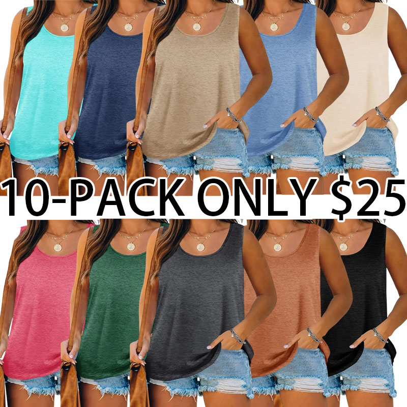 Plus Size Tank Tops for Women Summer Sleeveless Scoop Neck T-Shirts Tops
