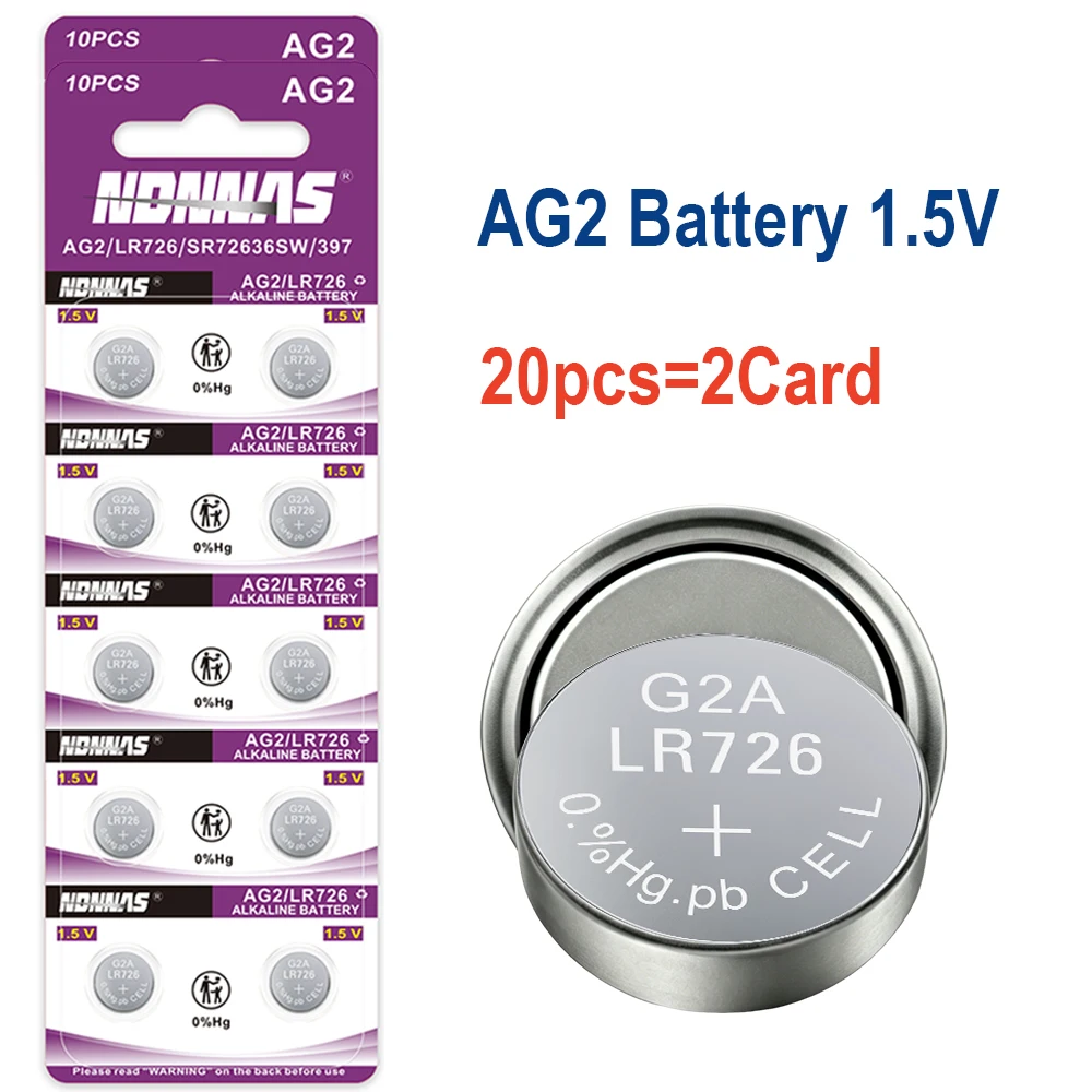 2-100PCS 1.55V AG2 Alkaline Button Battery LR726 397 396A SR726 SR726SW LR59 SR59 396 Coin Cell For Watch Toys Remote Electronic
