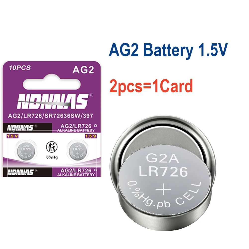 2-100PCS 1.55V AG2 Alkaline Button Battery LR726 397 396A SR726 SR726SW LR59 SR59 396 Coin Cell For Watch Toys Remote Electronic