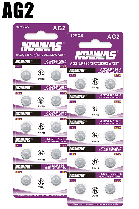 2-100PCS 1.55V AG2 Alkaline Button Battery LR726 397 396A SR726 SR726SW LR59 SR59 396 Coin Cell For Watch Toys Remote Electronic