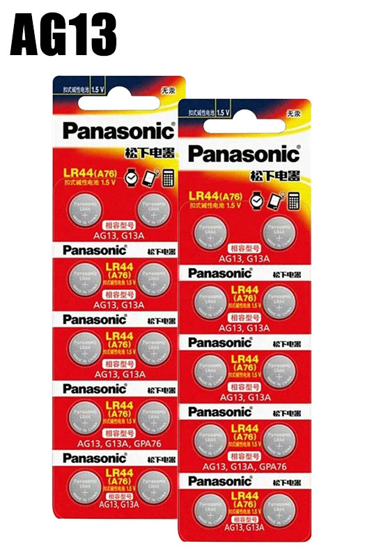 10PCS Panasonic Alkaline Battery LR44 A76 AG13 LR1154 SR1154 SR44 GP76 1.5V For Watch Clock Calculator Electric Toy Button Cell