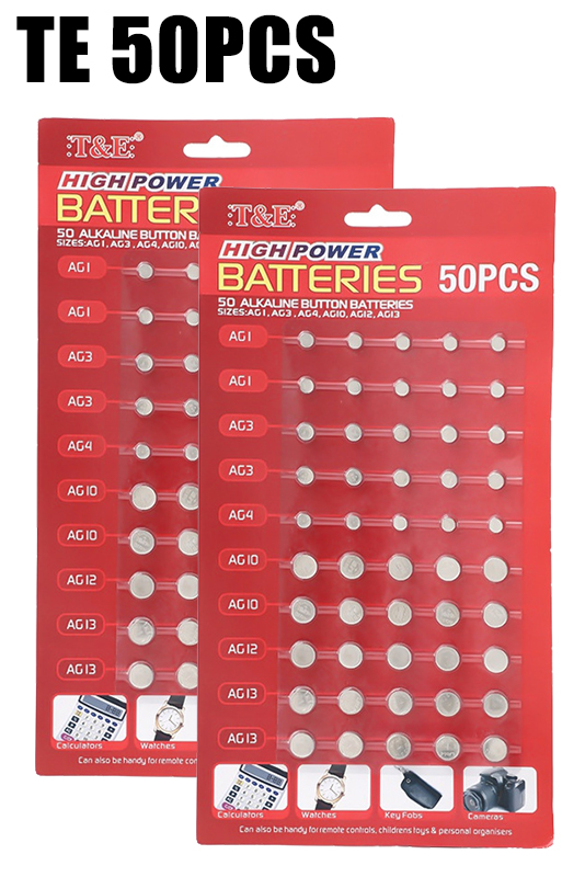 50PCS 1.55V AG13 Pila LR44 L AG1 AG3 AG4 AG10 AG12 SR44 Button Batteries A76 LR1154 GP7 Cell Coin Watch Toys Remote Battery