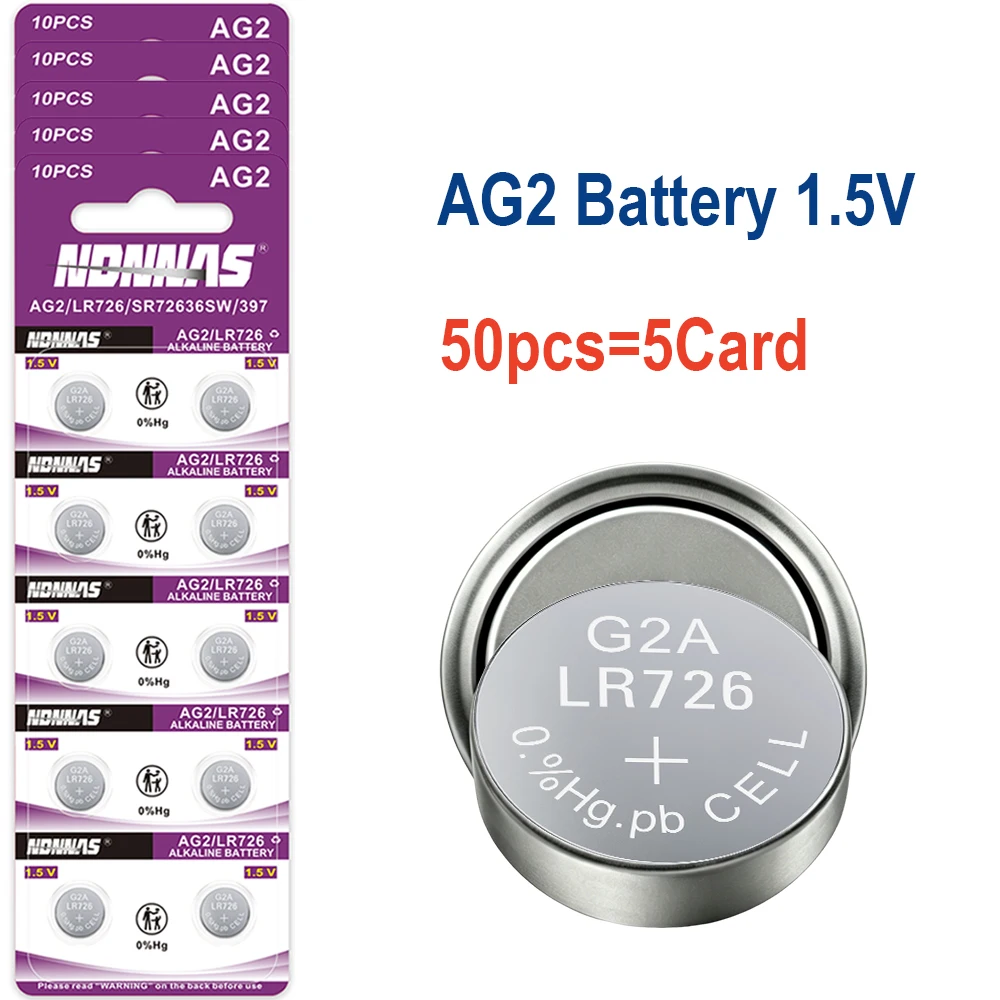 2-100PCS 1.55V AG2 Alkaline Button Battery LR726 397 396A SR726 SR726SW LR59 SR59 396 Coin Cell For Watch Toys Remote Electronic
