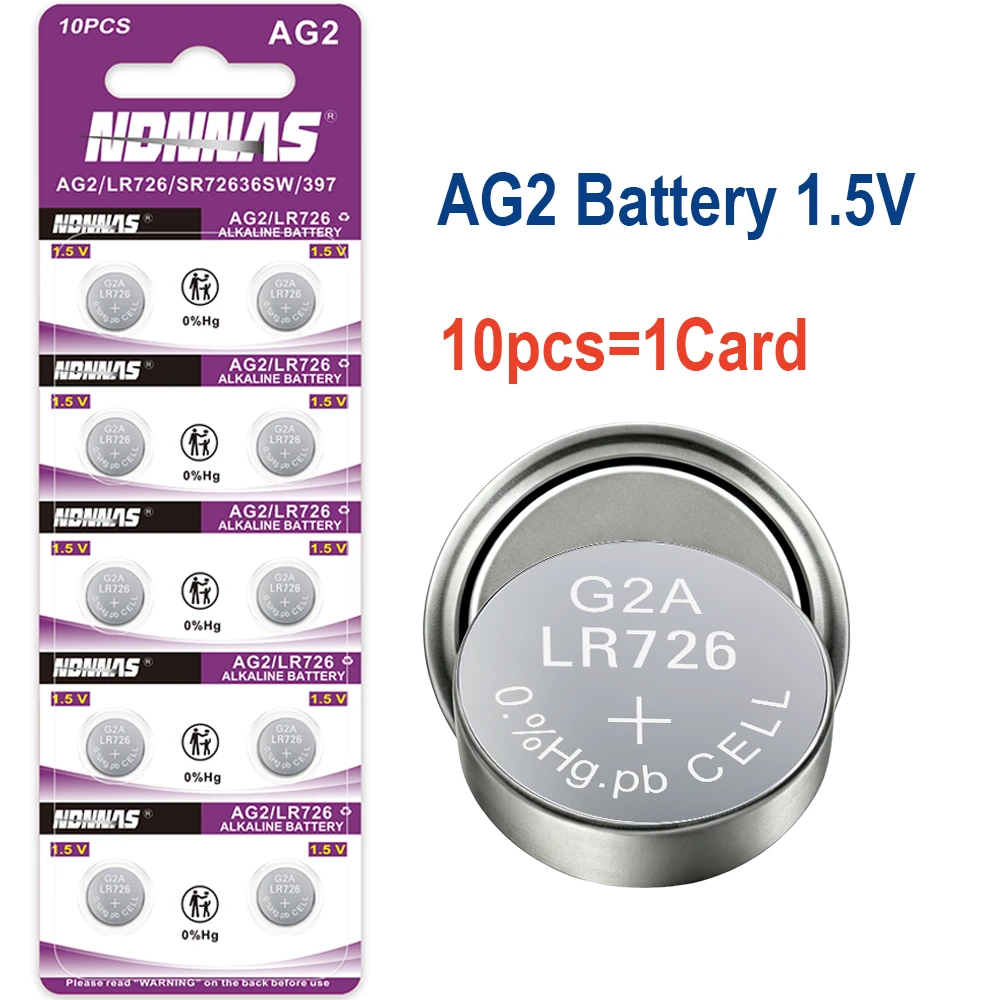 2-100PCS 1.55V AG2 Alkaline Button Battery LR726 397 396A SR726 SR726SW LR59 SR59 396 Coin Cell For Watch Toys Remote Electronic