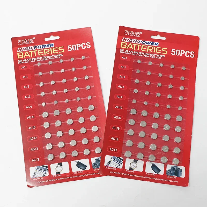 50PCS 1.55V AG13 Pila LR44 L AG1 AG3 AG4 AG10 AG12 SR44 Button Batteries A76 LR1154 GP7 Cell Coin Watch Toys Remote Battery
