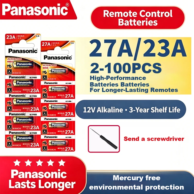 Panasonic 23A 27A 12V Alkaline Battery A23 A27 23GA A23S E23A MN21 V23GA GP23A LRV08 L1028 Long Lasting Leakproof Battery For Do