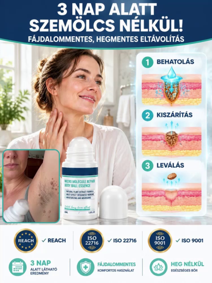 👍Fájdalommentes Bőrhiba Javító Szérum Golyós Adagolóval - Drága Kezelések Helyett- Kockázatmentes Vásárlás