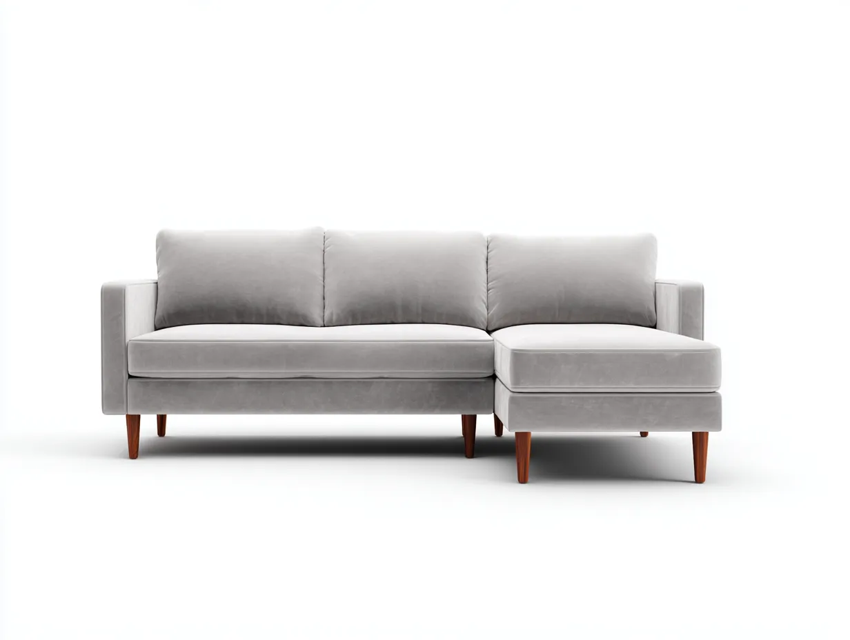 Divano 260×165×82 cm - tessuto grigio chiaro - stile moderno con chaise longue per soggiorno-Mimonzidecor