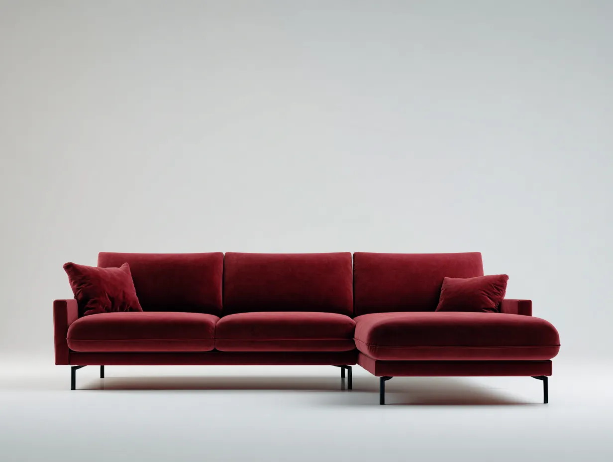 Divano 300×160×82 cm - tessuto rosso - stile moderno per soggiorno-Mimonzidecor