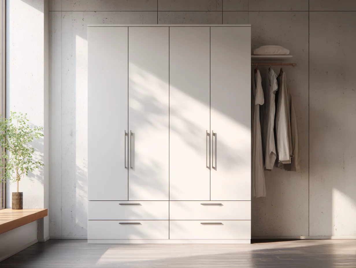 Armadio 200×58×205 cm bianco in legno per camera da letto stile classico con design elegante-Mimonzidecor