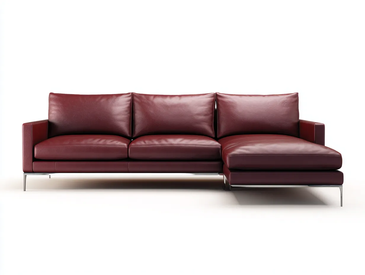 Soggiorno Divano in pelle rosso 294x178x86 cm stile contemporaneo con penisola ampia-Mimonzidecor