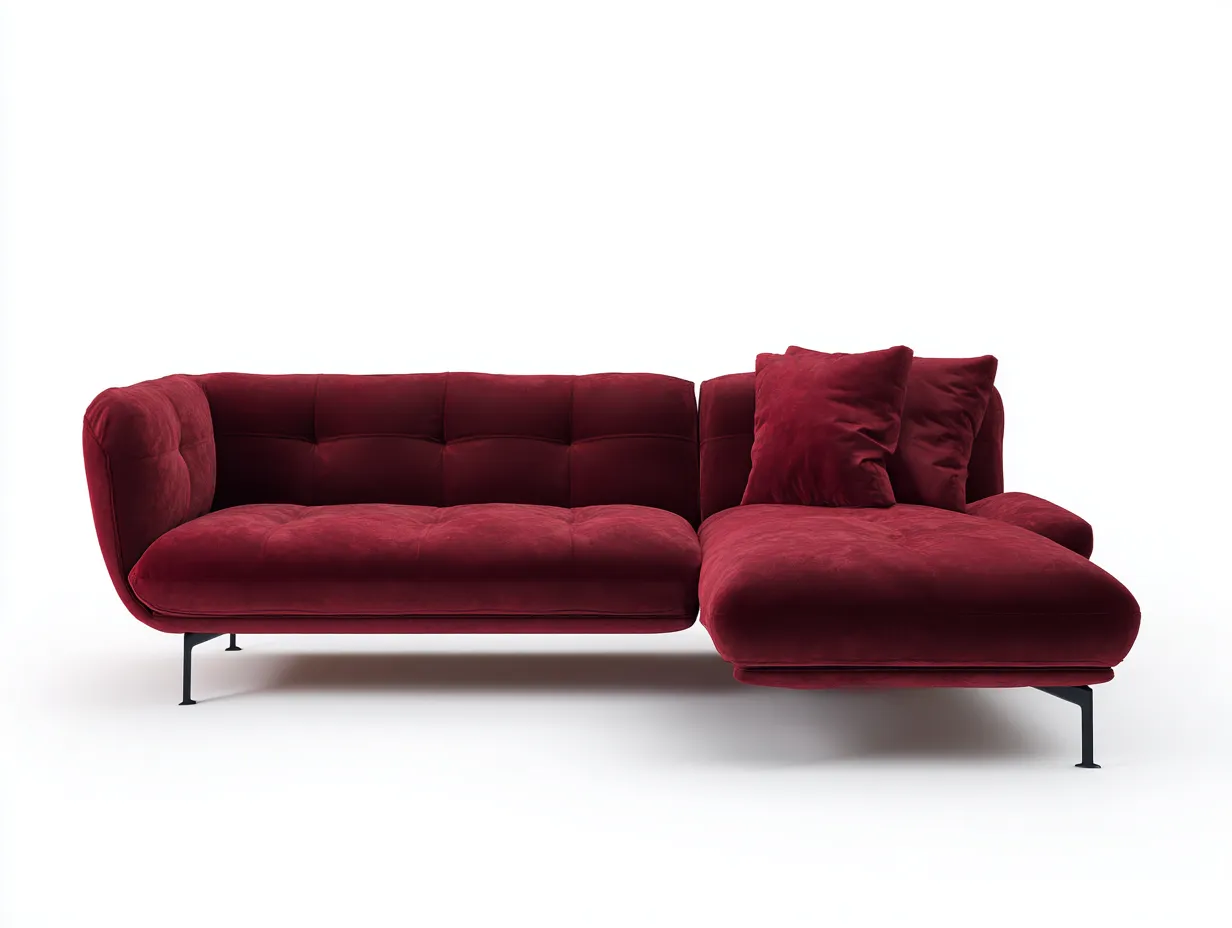 Divano 285×165×78 cm - tessuto rosso - design contemporaneo per soggiorno-Mimonzidecor