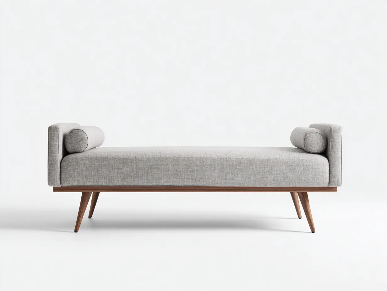 Panca 180×60×65 cm grigio chiaro in tessuto con struttura legno per camera da letto stile nordico-Mimonzidecor