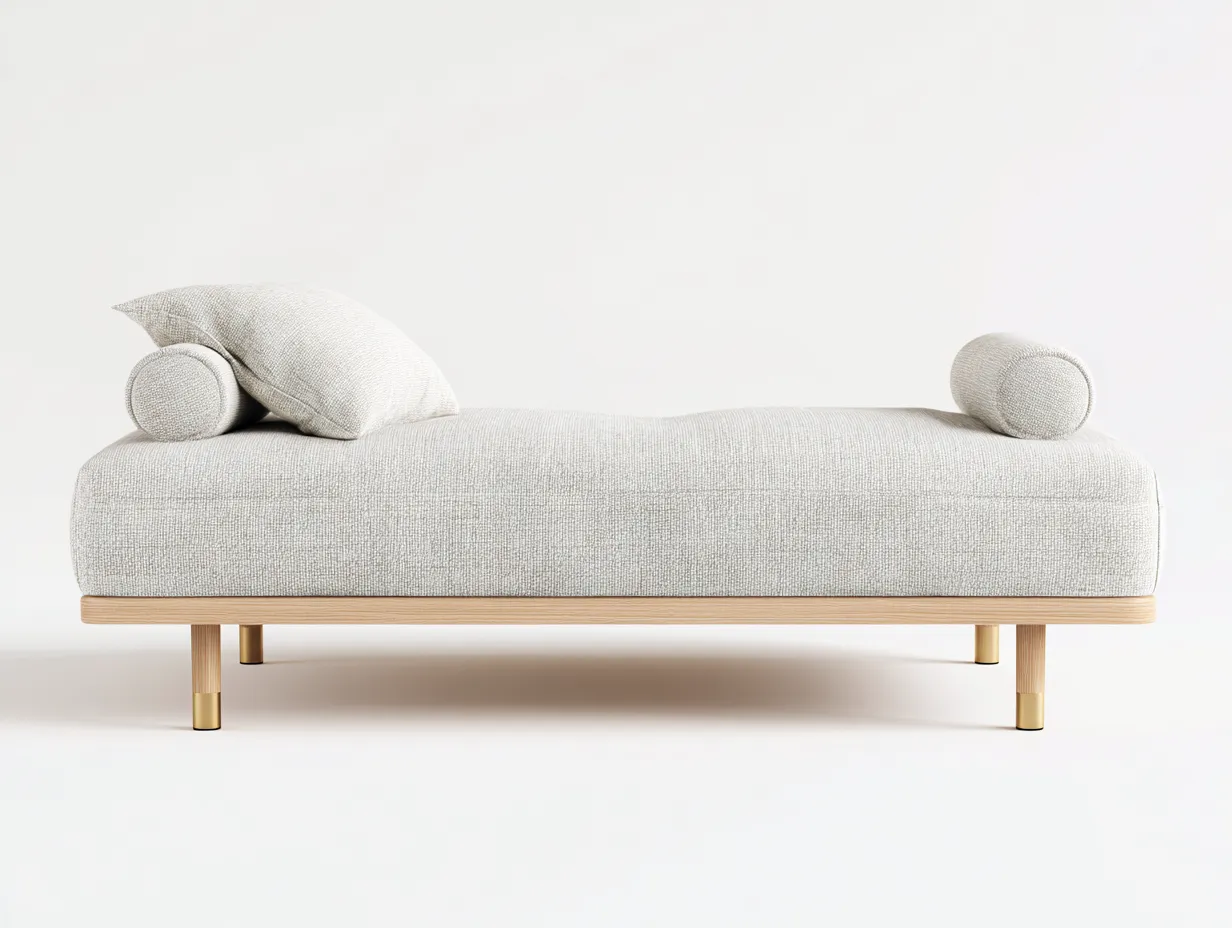 Panca da camera da letto 200×50×48 cm - tessuto bianco - stile moderno elegante-Mimonzidecor