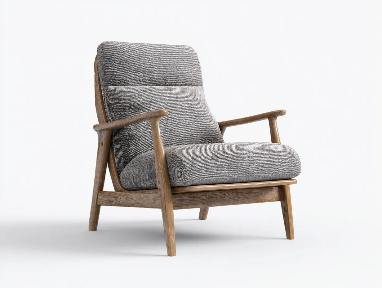 Poltrona 76×85×96 cm - tessuto grigio - stile nordico moderno per soggiorno-Mimonzidecor