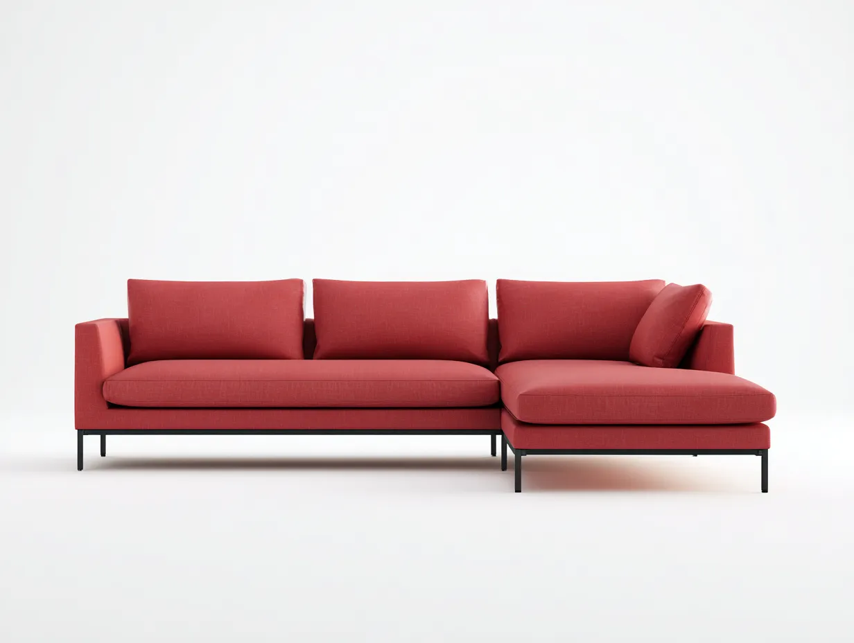 Divano 260×95×82 cm in tessuto rosso stile moderno per soggiorno-Mimonzidecor